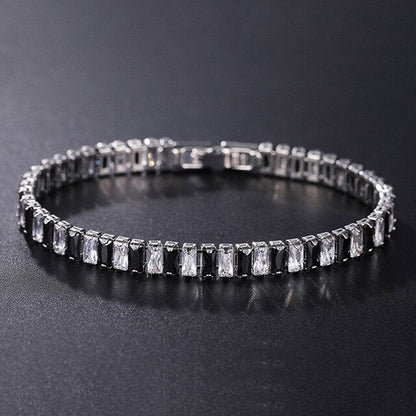 Elegante Schakelarmband met Zirkonia Stenen | Luxe Tennisarmband voor Dames en Heren | Geometrisch Design Polssieraad met Glanzende Kristallen | Verstelbare Feestelijke Armband Zilver Goud