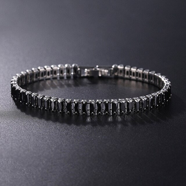 Elegante Schakelarmband met Zirkonia Stenen | Luxe Tennisarmband voor Dames en Heren | Geometrisch Design Polssieraad met Glanzende Kristallen | Verstelbare Feestelijke Armband Zilver Goud