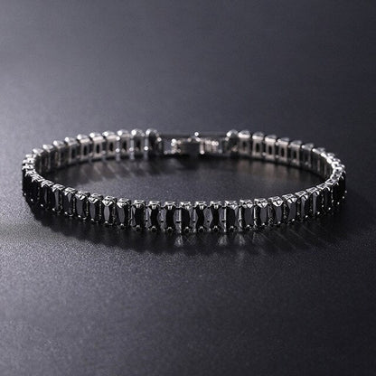 Elegante Schakelarmband met Zirkonia Stenen | Luxe Tennisarmband voor Dames en Heren | Geometrisch Design Polssieraad met Glanzende Kristallen | Verstelbare Feestelijke Armband Zilver Goud