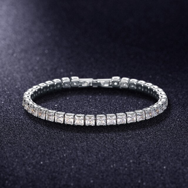 Elegante Schakelarmband met Zirkonia Stenen | Luxe Tennisarmband voor Dames en Heren | Geometrisch Design Polssieraad met Glanzende Kristallen | Verstelbare Feestelijke Armband Zilver Goud