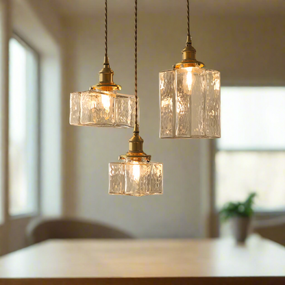 Hanglamp Glas Retro Textuur Vintage Messing E27 Keuken Eiland