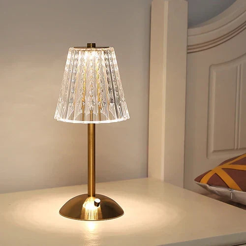 Tafellamp Touch Dimbaar LED Kristal Goud Aluminium Acryl Slaapkamer Woonkamer