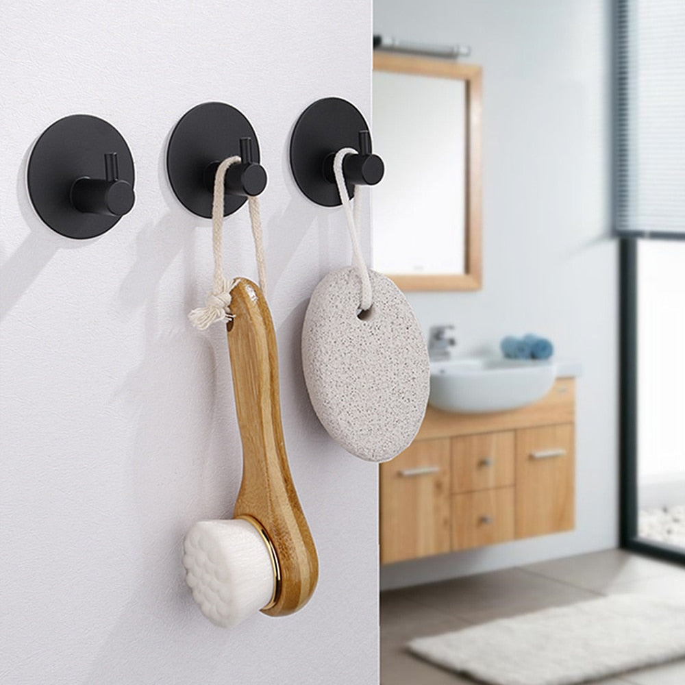 Zelfklevende haak RVS zwart badkamer keuken wand haak zonder boren handdoekhaak sleutelhaak keukenaccessoire muurhaak modern