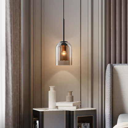 Hanglamp Glas Dubbel E27 Rookglas Amber Vintage Retro Woonkamer Eetkamer Keuken Sfeerverlichting Industrieel Modern