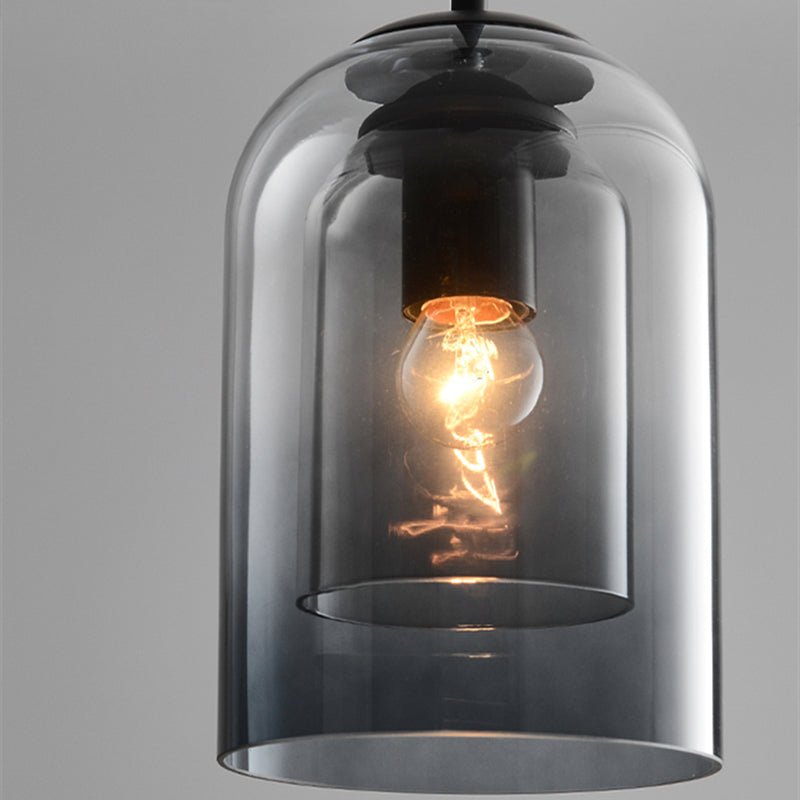 Moderne Hanglamp Dubbel Glas Smoked Grey Rust Eetkamer Vintage Verlichting Scandinavisch Design Mid-Century Stijl
