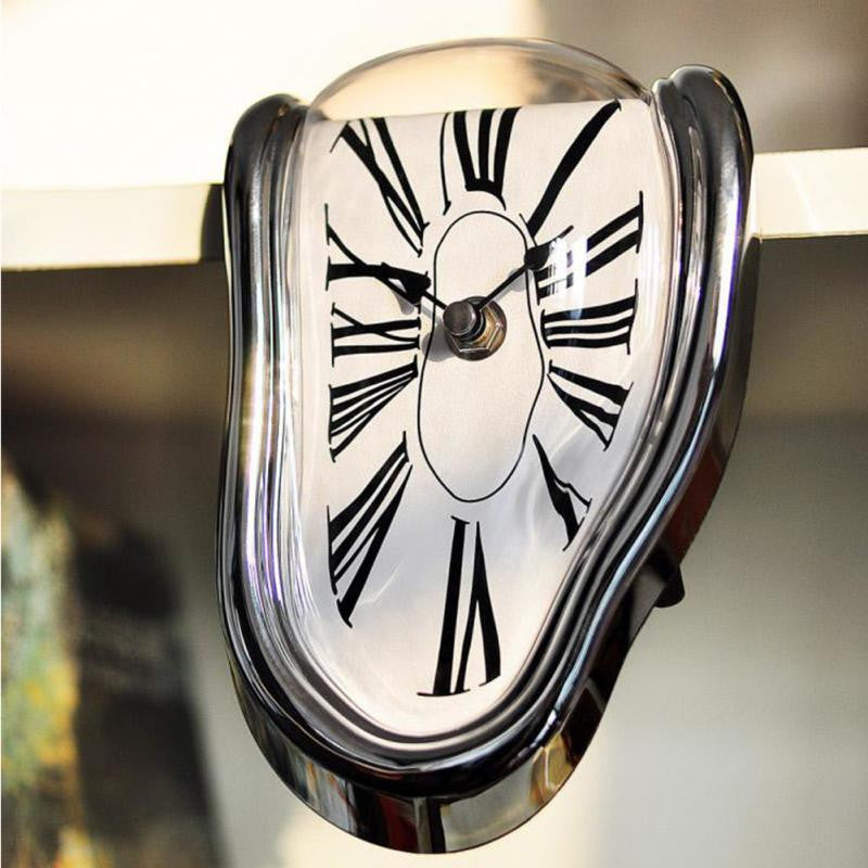 Smeltende Klok Wandklok Surrealistische Klok Dripping Clock Salvador Dali Stijl Moderne Wanddecoratie Zwart Zilver Goud Kunstobject Woonkamer Decoratie