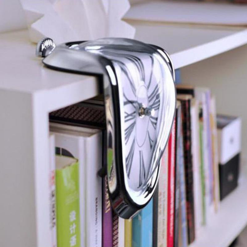 Smeltende Klok Wandklok Surrealistische Klok Dripping Clock Salvador Dali Stijl Moderne Wanddecoratie Zwart Zilver Goud Kunstobject Woonkamer Decoratie