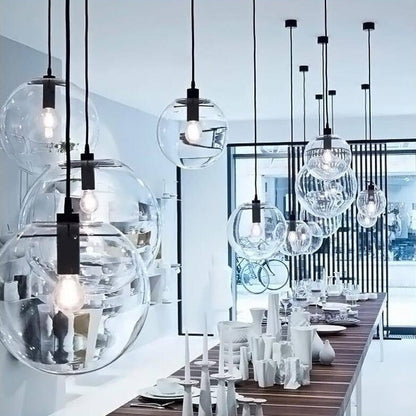 Moderne Glazen Bol Hanglamp Transparant Met Zwarte Of Rose Gold Fitting Minimalistische Design Plafondlamp Voor Woonkamer Eettafel Keuken