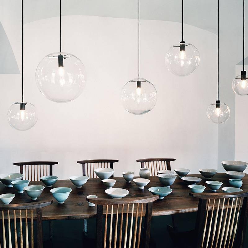 Moderne Glazen Bol Hanglamp Transparant Met Zwarte Of Rose Gold Fitting Minimalistische Design Plafondlamp Voor Woonkamer Eettafel Keuken