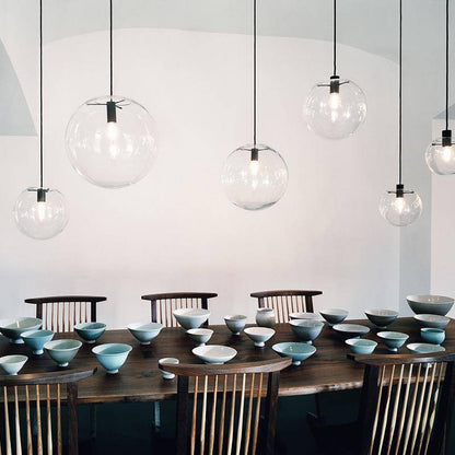 Moderne Glazen Bol Hanglamp Transparant Met Zwarte Of Rose Gold Fitting Minimalistische Design Plafondlamp Voor Woonkamer Eettafel Keuken