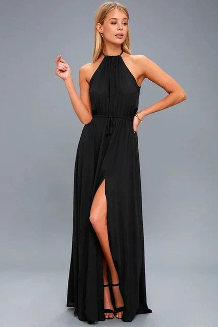 Zwarte Jurk Lange Vrouw Elegante Avondjurk Formal
