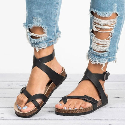 Platte Leren Sandalen Dames Zomerschoenen Comfortabel Teenslippers Casual Slippers
