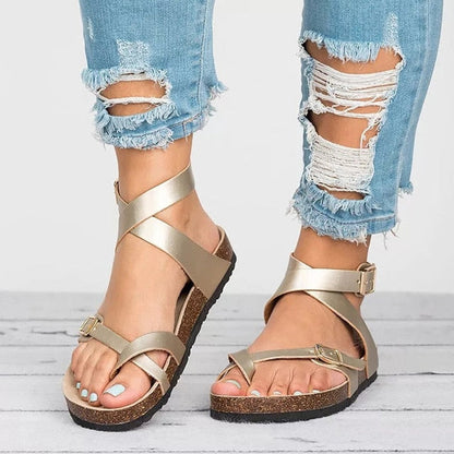 Platte Leren Sandalen Dames Zomerschoenen Comfortabel Teenslippers Casual Slippers