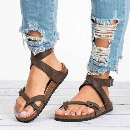 Platte Leren Sandalen Dames Zomerschoenen Comfortabel Teenslippers Casual Slippers