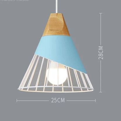 Scandinavische Houten Metalen Hanglamp Nordic Design Gekleurde Aluminium Kegel Of Koepel Plafondlamp Met Verstelbaar Snoer