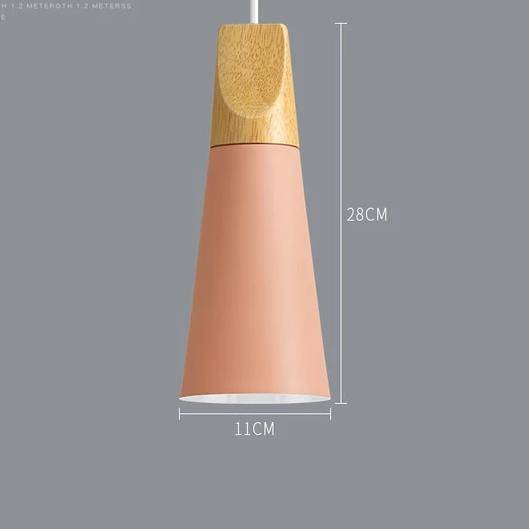 Scandinavische Houten Metalen Hanglamp Nordic Design Gekleurde Aluminium Kegel Of Koepel Plafondlamp Met Verstelbaar Snoer