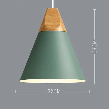 Scandinavische Houten Metalen Hanglamp Nordic Design Gekleurde Aluminium Kegel Of Koepel Plafondlamp Met Verstelbaar Snoer