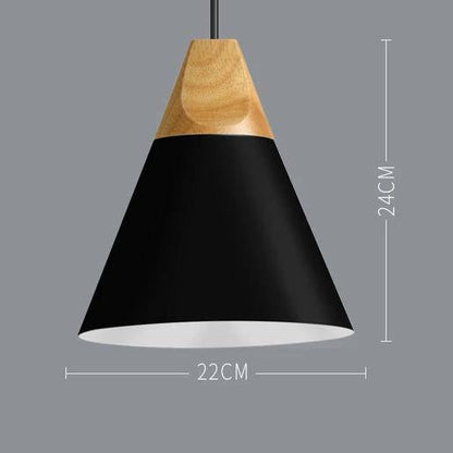 Scandinavische Houten Metalen Hanglamp Nordic Design Gekleurde Aluminium Kegel Of Koepel Plafondlamp Met Verstelbaar Snoer
