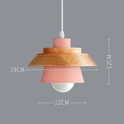 Scandinavische Houten Metalen Hanglamp Nordic Design Gekleurde Aluminium Kegel Of Koepel Plafondlamp Met Verstelbaar Snoer