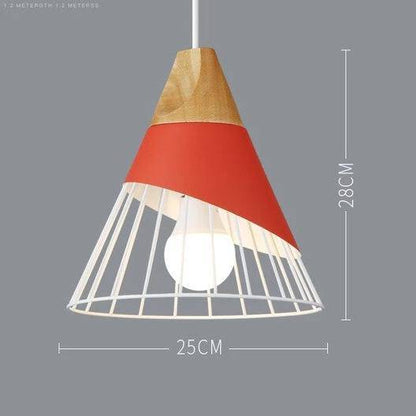Scandinavische Houten Metalen Hanglamp Nordic Design Gekleurde Aluminium Kegel Of Koepel Plafondlamp Met Verstelbaar Snoer