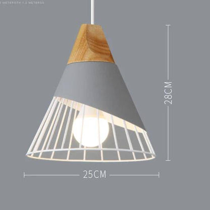 Scandinavische Houten Metalen Hanglamp Nordic Design Gekleurde Aluminium Kegel Of Koepel Plafondlamp Met Verstelbaar Snoer