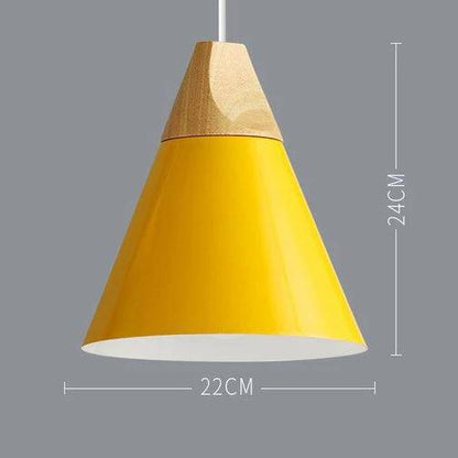Scandinavische Houten Metalen Hanglamp Nordic Design Gekleurde Aluminium Kegel Of Koepel Plafondlamp Met Verstelbaar Snoer