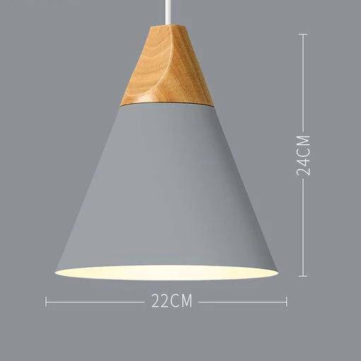 Scandinavische Houten Metalen Hanglamp Nordic Design Gekleurde Aluminium Kegel Of Koepel Plafondlamp Met Verstelbaar Snoer