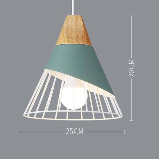 Scandinavische Houten Metalen Hanglamp Nordic Design Gekleurde Aluminium Kegel Of Koepel Plafondlamp Met Verstelbaar Snoer