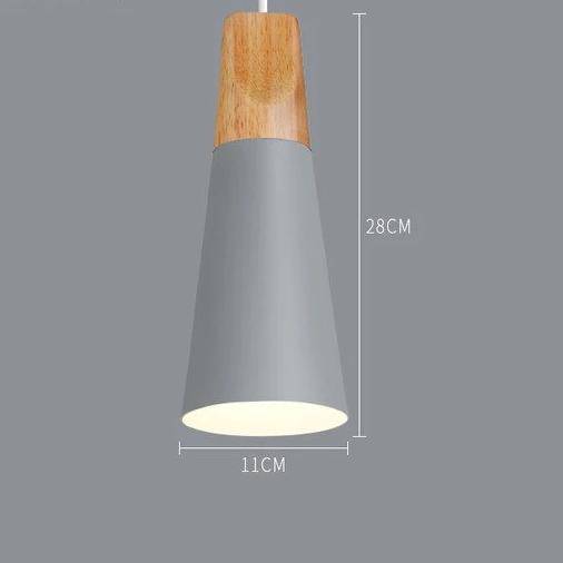 Scandinavische Houten Metalen Hanglamp Nordic Design Gekleurde Aluminium Kegel Of Koepel Plafondlamp Met Verstelbaar Snoer