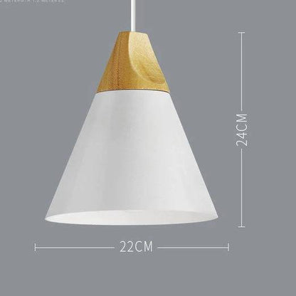 Scandinavische Houten Metalen Hanglamp Nordic Design Gekleurde Aluminium Kegel Of Koepel Plafondlamp Met Verstelbaar Snoer