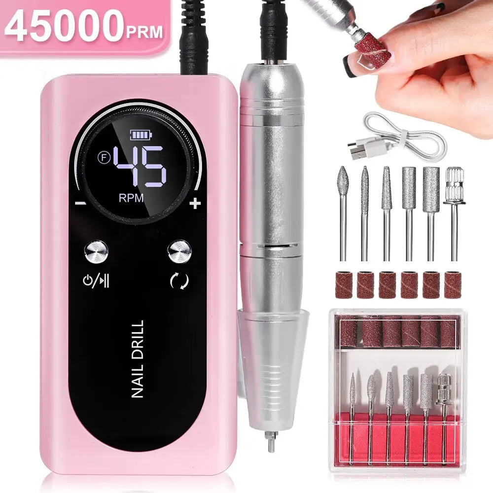 Professionele Elektrische Nagelvijl 45000 RPM Oplaadbaar — Stil & Draagbaar Manicure Apparaat