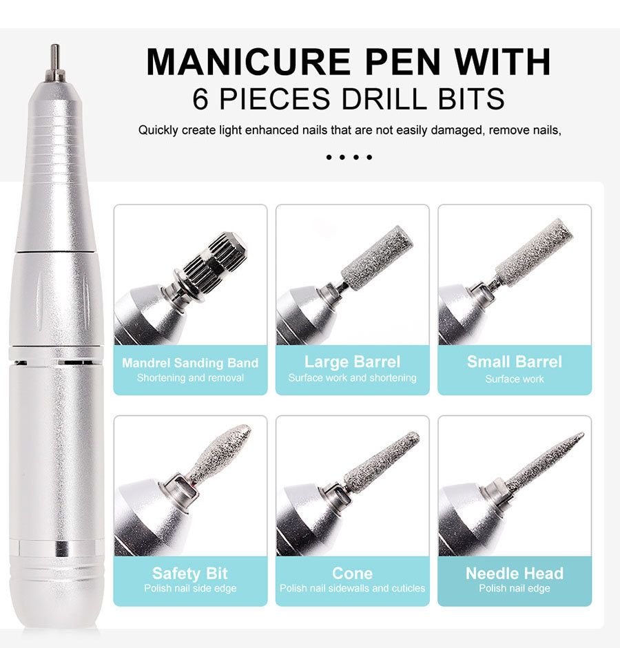 Professionele Elektrische Nagelvijl 45000 RPM Oplaadbaar — Stil & Draagbaar Manicure Apparaat