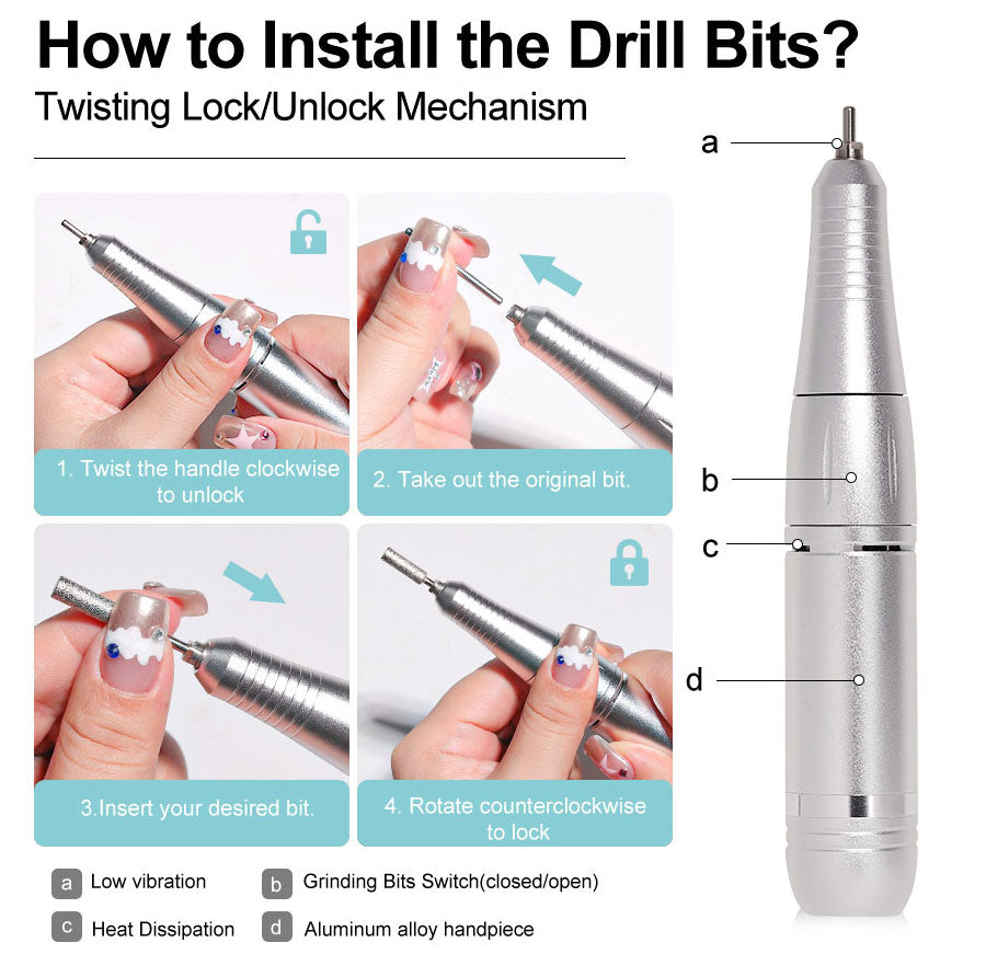 Professionele Elektrische Nagelvijl 45000 RPM Oplaadbaar — Stil & Draagbaar Manicure Apparaat