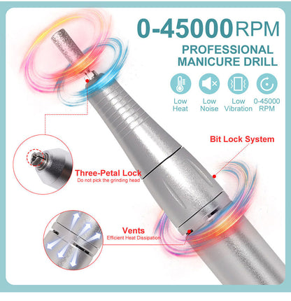 Professionele Elektrische Nagelvijl 45000 RPM Oplaadbaar — Stil & Draagbaar Manicure Apparaat