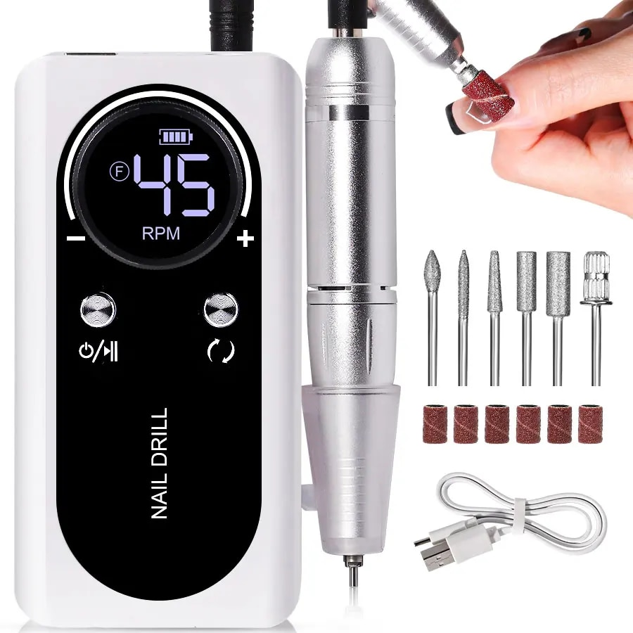 Professionele Elektrische Nagelvijl 45000 RPM Oplaadbaar — Stil & Draagbaar Manicure Apparaat
