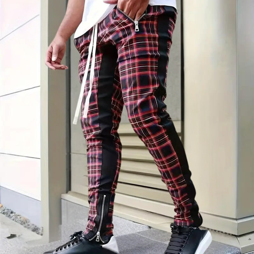 Heren Jogger Broek Geruit Stretch Stof - StudioMarella