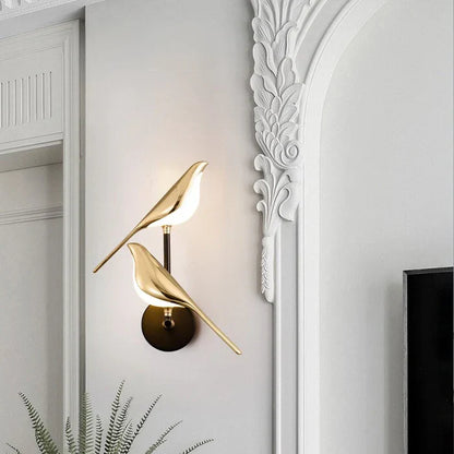 Design Wandlamp LED in Vogelvorm – Gouden Wandlamp met Warm Licht