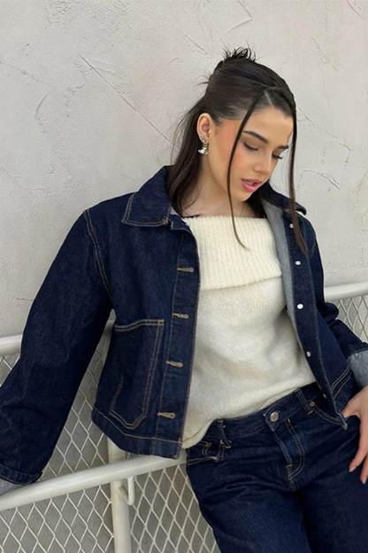 Dames Jeans Set - Cropjasje en High Waist Minirok