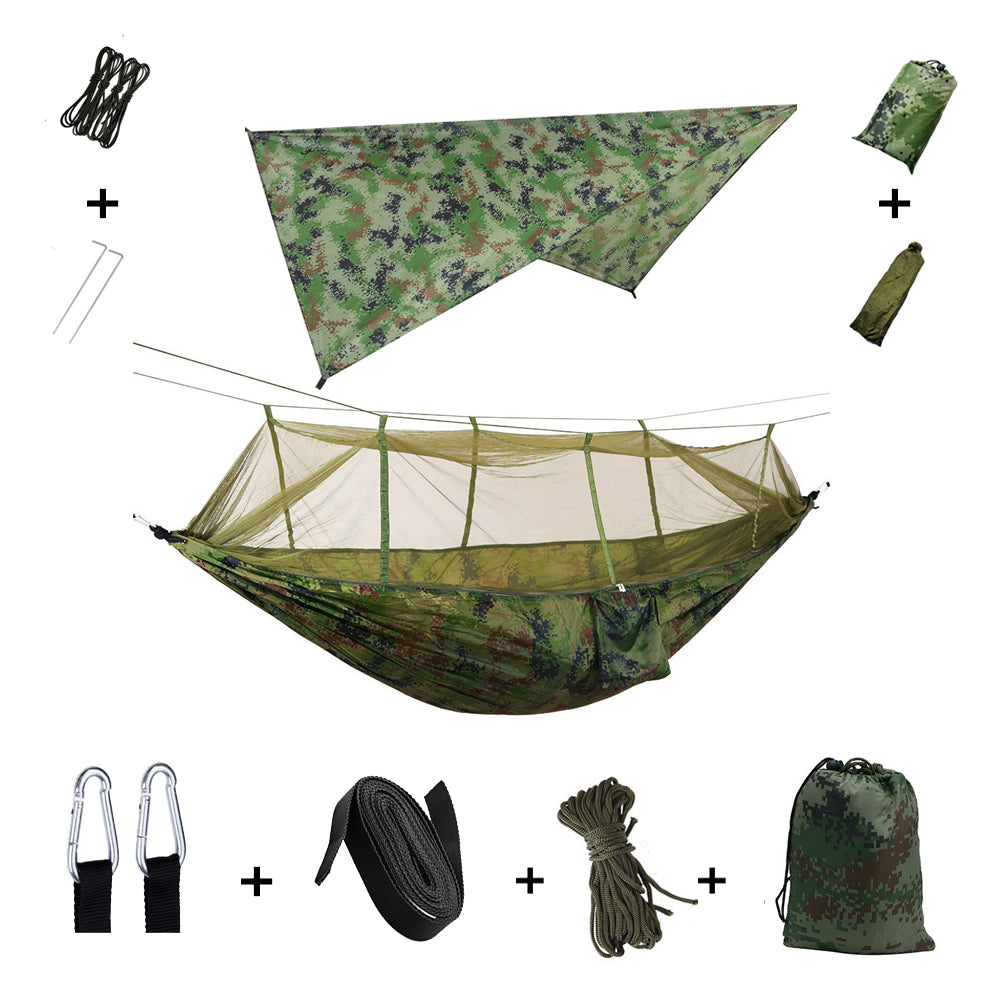 Camping Hangmat voor 2 Personen met Regenscherm en Muskietennet