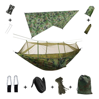 Camping Hangmat voor 2 Personen met Regenscherm en Muskietennet