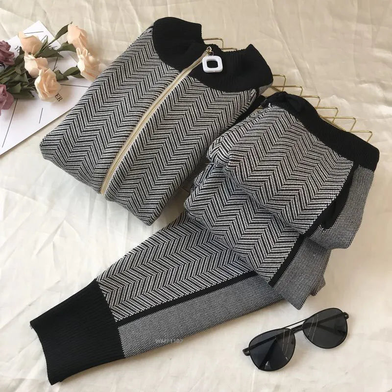 Kinderen Gebreide Trui en Broek Set met Rits Voor Jongens en Meisjes - StudioMarella