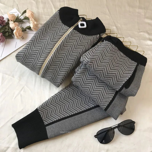 Kinderen Gebreide Trui en Broek Set met Rits Voor Jongens en Meisjes - StudioMarella