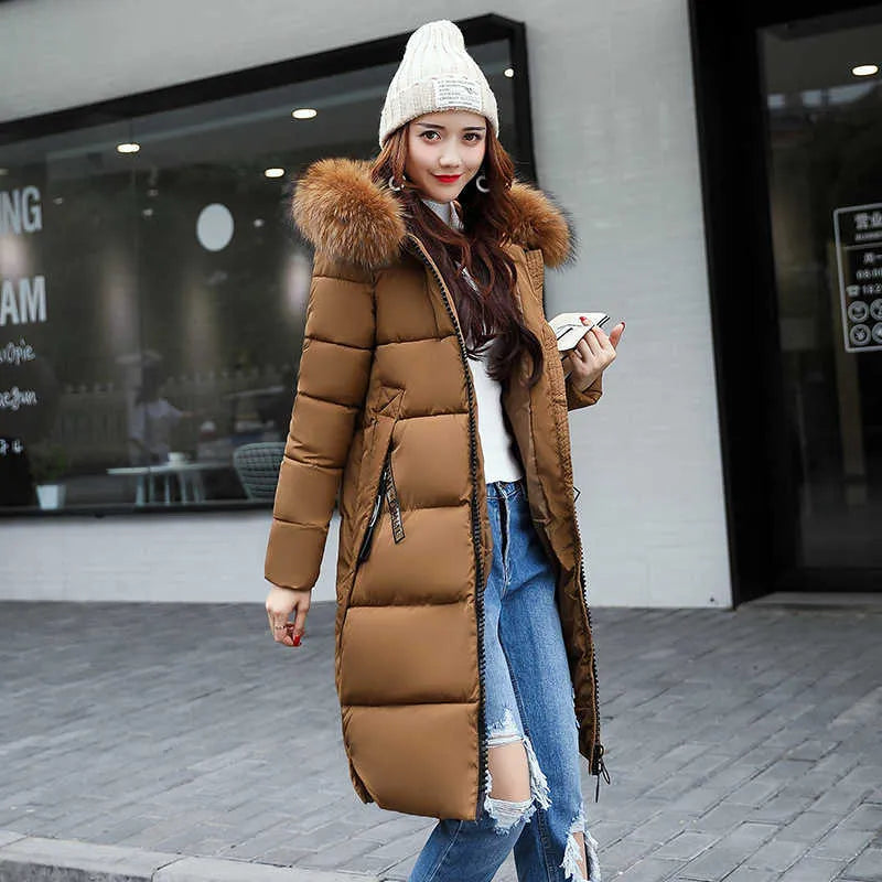 Dames Pufferjas Warme Winterjas met Faux Fur Capuchon