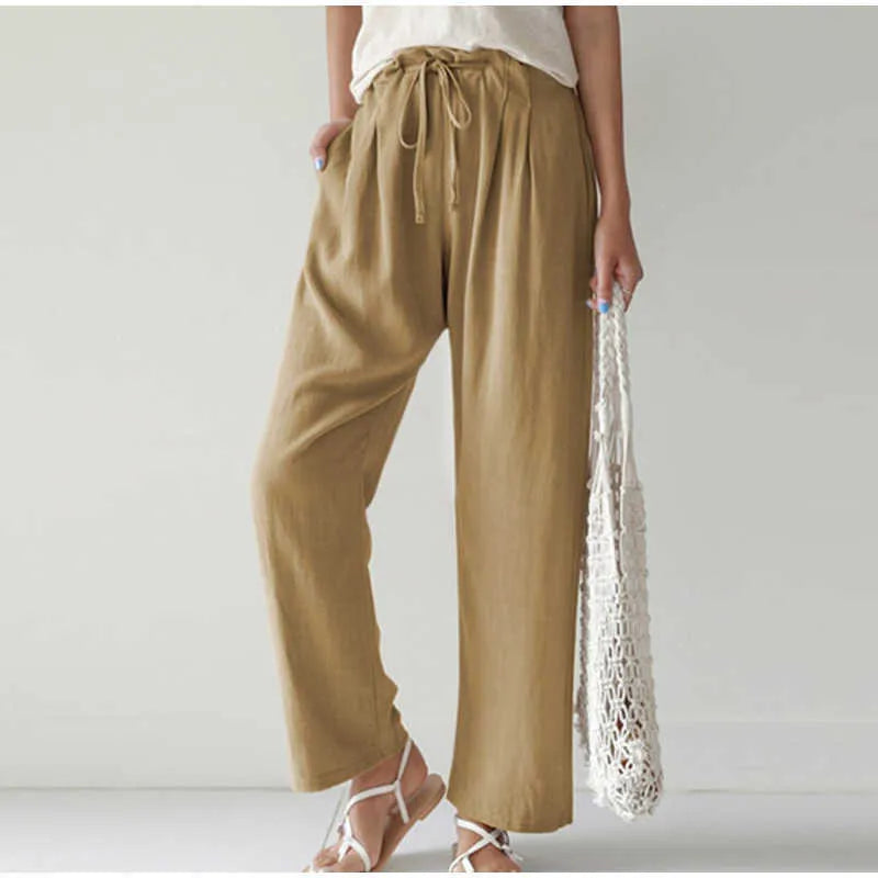 Wijde Broek met Plooizak en Elastische Band