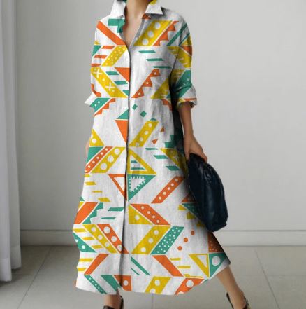 Dames Jurk Overhemdjurk Katoen Elegant Zomerjurk