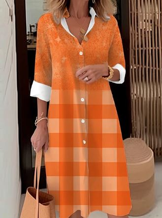 Vrouwelijke Overhemdjurk Elegante Korte Stijl
