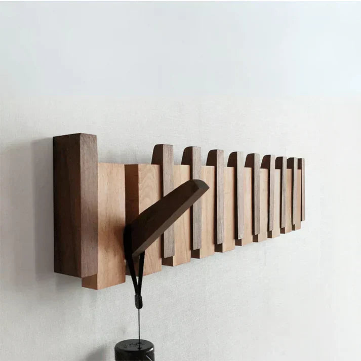 Wandkapstok Pianotoetsen Design Hout met Haken voor Gang Hal Kamer