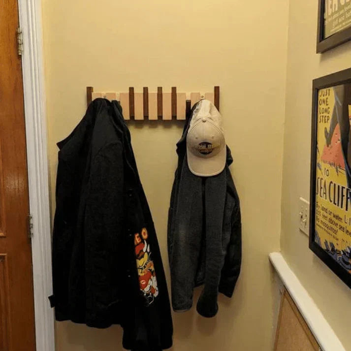 Wandkapstok Pianotoetsen Design Hout met Haken voor Gang Hal Kamer