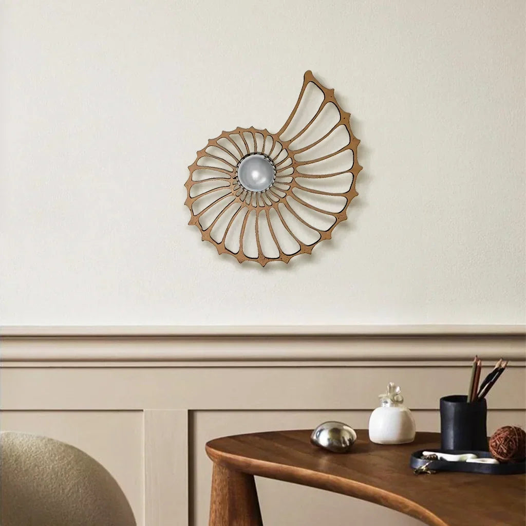 Ronde Wandlamp 50 cm Goud Keramiek Handgemaakt LED Drukknop Snoer 150 cm