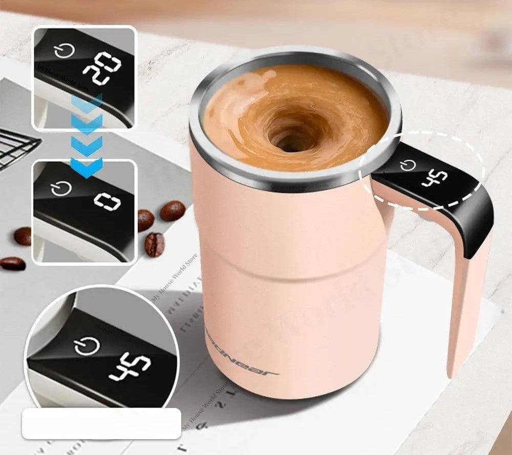 Zelfroerende Koffiemok Oplaadbaar Met Temperatuur Display RVS 320g
